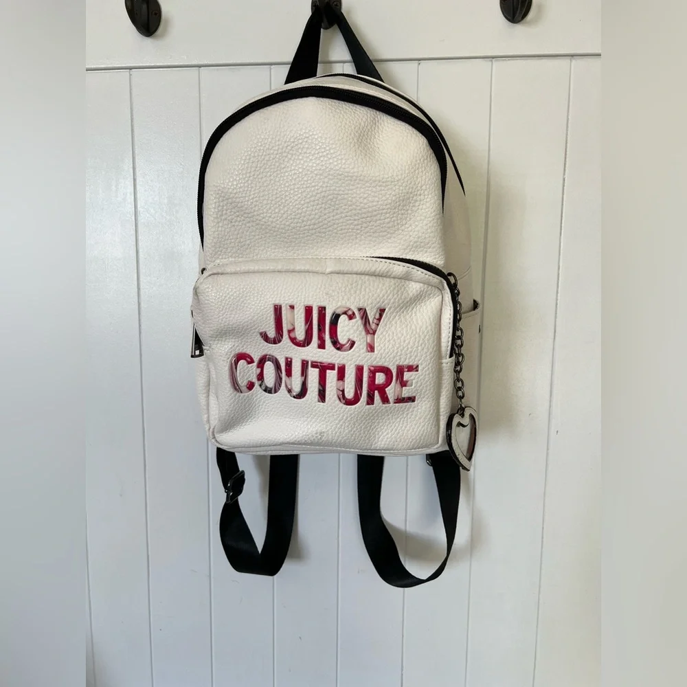 Juicy Couture white Backpack with Red Lettering